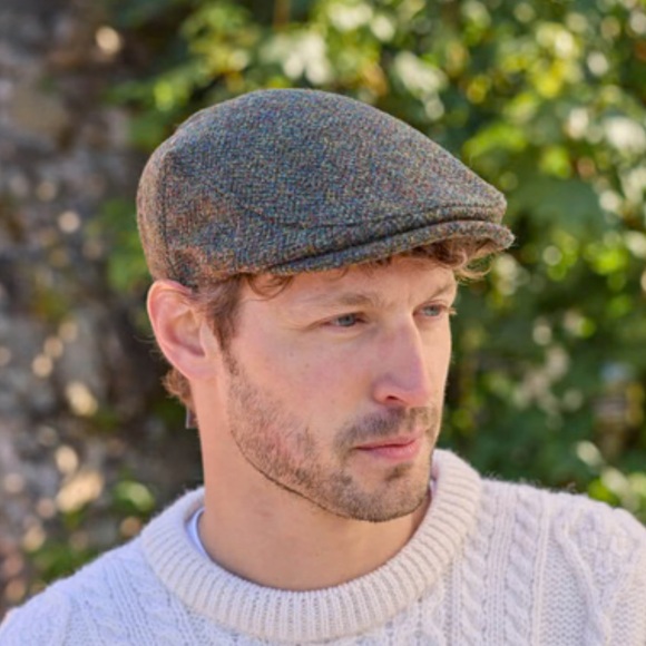 VINTAGE HARRIS TWEED 100% WOOL NEWSBOY FLAT CAP MADE IN SCOTLAND JAND WOVEN - Picture 2 of 12